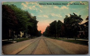 Postcard Port Huron Michigan c1908 Military Street Residence District 