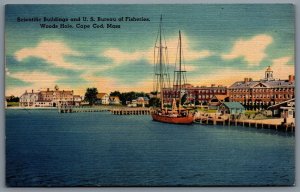 Postcard Woods Hole Cape Cod MA 1946 Scientific Buildings US Bureau of Fisheries