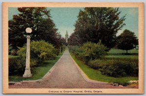Postcard Orillia Ontario c1930s Entrance to Ontario Hospital Simcoe County PECO