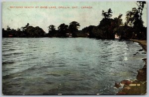 Postcard Orillia Ontario c1955 Bathing Beach at Bass Lake Simcoe County 