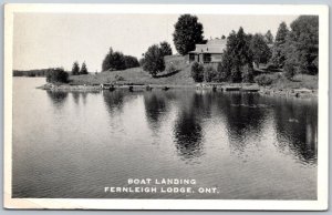 Postcard Cloyne ONT c1949 Fernleigh Lodge Boat Landing Lennox & Addington County