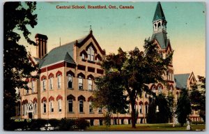 Postcard Brantford ONT c1915 Central School Brant County Split Ring Jessopville