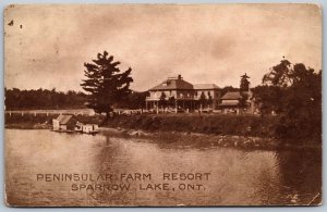 Postcard Sparrow Lake Ontario c1909 Peninsular Farm Resort Split Ring Hamlet ONT