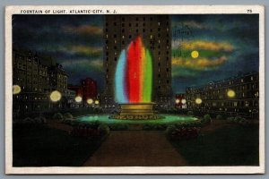 Postcard Atlantic City NJ c1936 Fountain of Light at Night