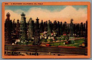 Postcard CA c1930s A Southern California Oil Field Linen