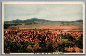 Postcard Williams AZ c1920s Birds Eye View of Williams Arizona Fred Harvey