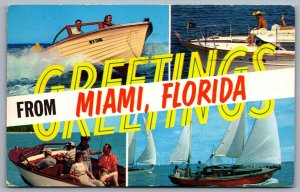 Postcard Miami FL c1960s Greetings from Miami Florida Large Letter Multi View