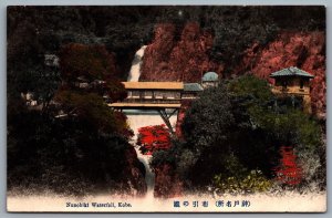 Postcard Kobe Japan c1920 Nunobiki Waterfall Hand Coloured