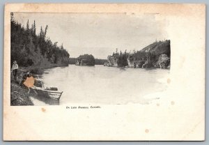 Postcard Muskokas Ontario c1905 On Lake Rosseau Canoe Unused 