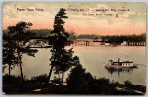 Postcard Parry Sound Ontario 1907 Rose Point Split Rings Barkway Dudley Washago