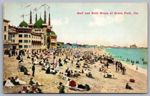 Postcard Ocean Park California c1910s Surf and Bath House Bathers Beach Unused