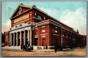 Postcard Boston MA c1907 Symphony Hall Old Cars CDS Flag Cancel East Boston Str