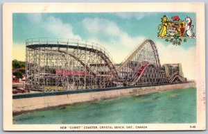 Postcard Crystal Beach Ontario c1940s New Comet Great Escape Roller Coaster