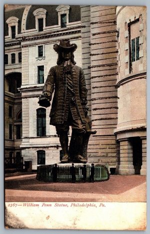 Postcard Philadelphia PA c1906 William Penn Statue at City Hall 