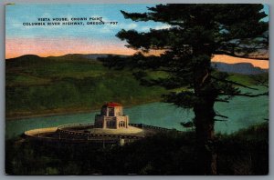 Postcard Columbia River Highway Oregon c1940s Vista House Crown Point