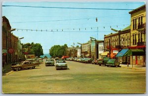 Postcard Southampton Ontario c1962 Looking West Street View Shops Old Cars Signs
