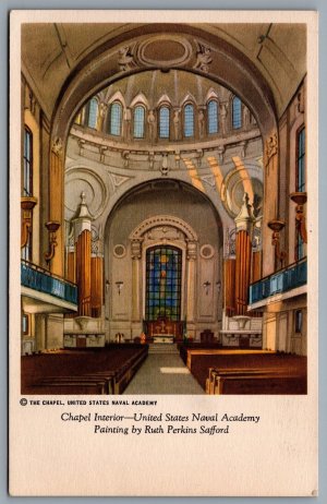 Postcard Annapolis MD c1930s United States Naval Academy Chapel Interior 