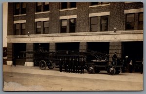 Postcard RPPC Springfield MA c1915 Knox Martin Fire Truck Ladder Firemen Outside