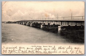 Postcard Boston MA c1905 Harvard Bridge Oval Duplex Cancel “1"