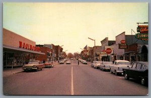 Postcard Leamington Ontario c1970 Talbot St Looking East Woolworths Shops Signs