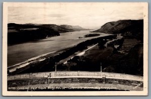 Postcard RPPC c1940s Crown Point OR Looking East From Vista House Columbia River