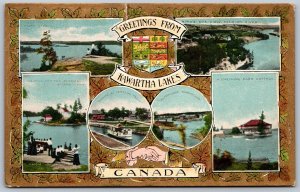 Postcard c1909 Greetings From Kawartha Lakes Ontario Multi View