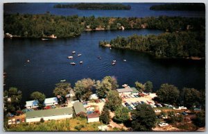 Postcard Gravenhurst Ontario c1983 Campbell’s Landing Marina Aerial View