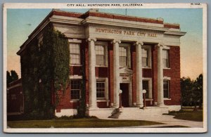 Postcard Huntington Park CA c1920s City Hall - Damaged in Earthquake of 1933