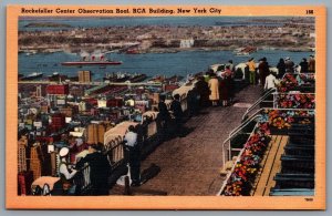 Postcard New York City NY 1940s Rockefeller Center Observation Roof RCA Building