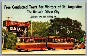 Postcard St Augustine FL c1960 Old Authentic Jail Trolley Tours Advertisement