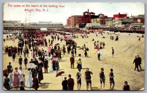 Postcard Atlantic City NJ c1912 Scene on the Beach at the Bathing Hour Coca Cola