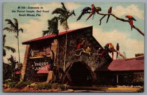 Postcard South Miami FL c1955 Entrance To The Parrot Jungle Red Road