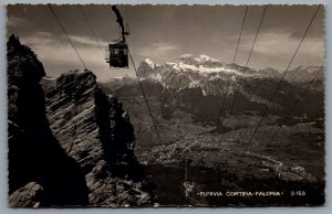 Postcard RPPC c1940s Cortina d’Ampezzo Italy Funiva Cortina Cable Car Mountains