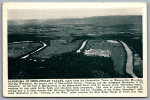 Postcard Shenandoah VA c1923 Panorama of Shenandoah Valley Massanutten Mountain