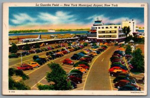 Postcard New York NY c1940s La Guardia Field New York Municipal Airport Terminal