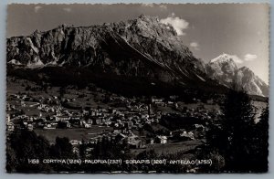 Postcard RPPC c1940s Italy View Of Dolomites Cortina Faloria Sorapis Antelao