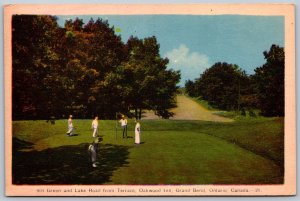 Postcard Grand Bend Ontario c1940s 9th Green Lake Road From Terrace Oakwood Inn