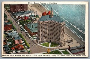 Postcard Long Beach CA c1930 Ocean Avenue at Alamitos Villa Riviera Pacific Club