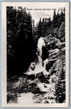 Postcard RPPC c1940s Trick Falls MT Glacier National Park Cecil Nixon Photo