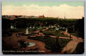 Postcard Boston MA c1914 Birds Eye View of Public Garden
