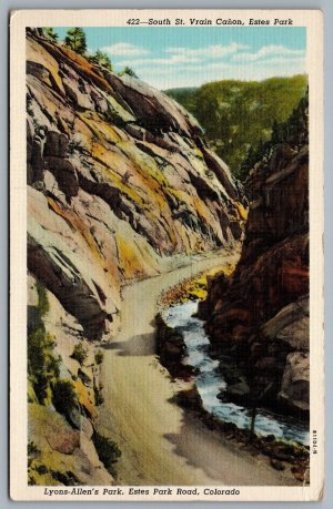 Postcard Estes Park CO c1930s South St. Vrain Cañon Lyons Allen’s Park