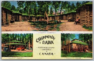 Postcard Fort William Ontario c1930s Chippewa Park Multi View Camp Cabins Lodge