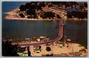 Postcard St. Petersburg FL c1965 John’s Pass Treasure Isle Madeira Beach Aerial