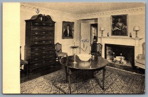 Postcard Marblehead MA c1960s King Hooper Mansion Reception Room Interior View