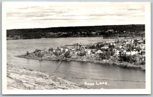 Postcard RPPC c1940s Flin Flon Manitoba Ross Lake Birds Eye View From 1 Ave.