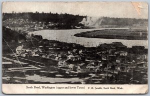 Postcard South Bend Washington c1909 Upper & Lower Town by F. R. Janalik *as is*