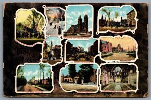 Postcard Montreal Quebec c1910s  Multi View Streets Churches Places