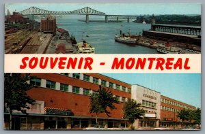 Postcard Montreal Quebec c1965 Souvenir Dual View Jacques Carter Bridge Shops