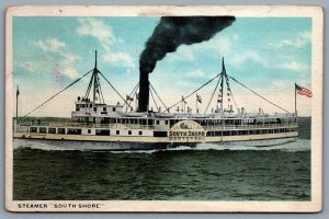 Postcard Boston 1910s The Steamer South Shore Advertisement Nantasket Beach Line