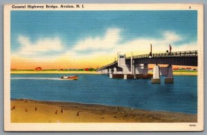 Postcard Avalon NJ c1950s Coastal Highway Bridge